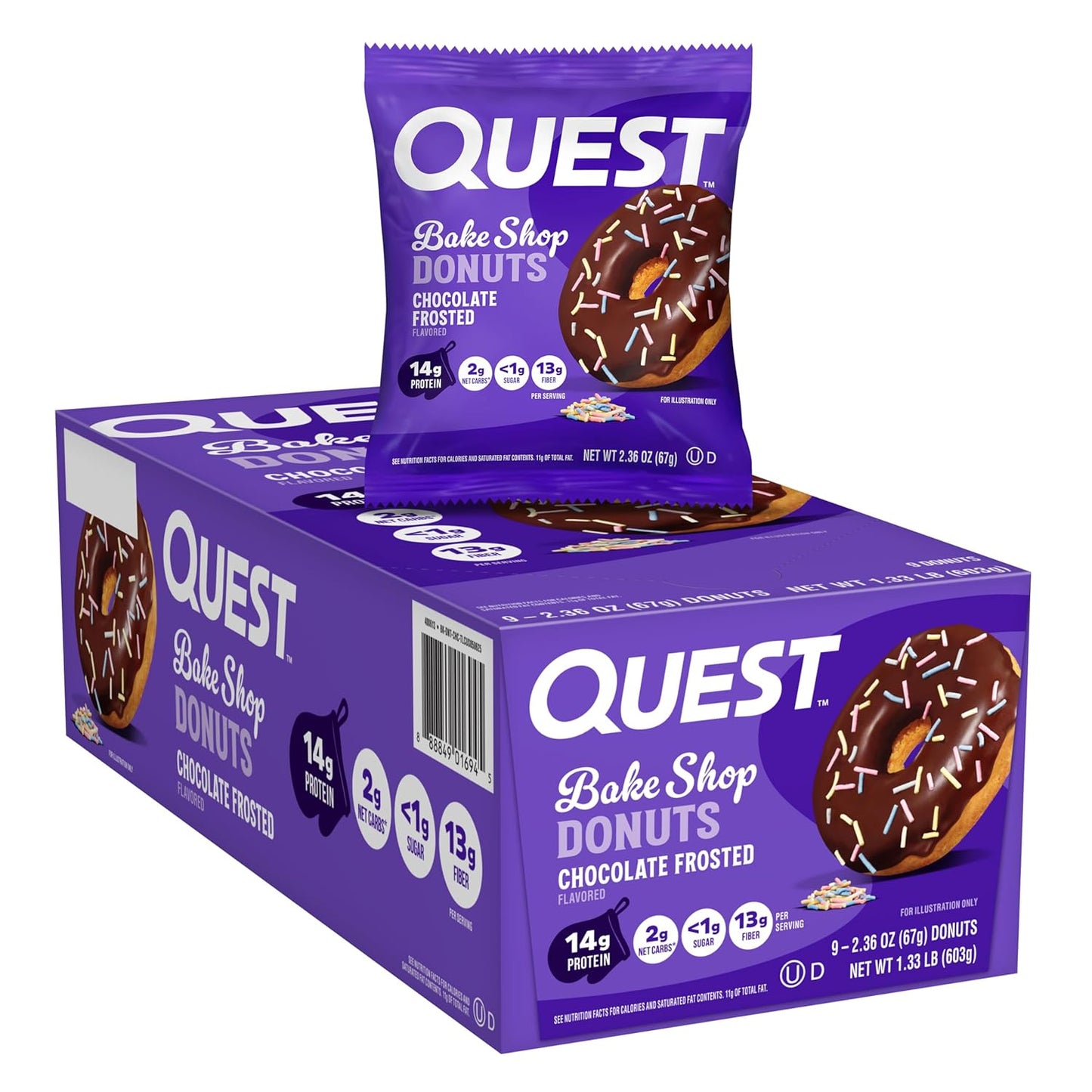 Quest_Nutrition_Bake_Shop,_Chocolate_Frosted_Donuts,_14g_Protein,_Less_than_1g_Sugar,_Protein_Snack,_Low_Sugar,_9_Count