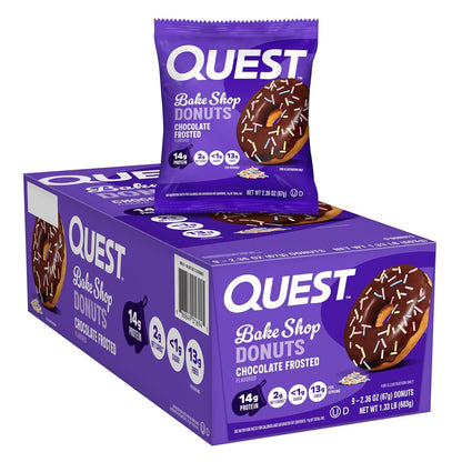 Quest_Nutrition_Bake_Shop,_Chocolate_Frosted_Donuts,_14g_Protein,_Less_than_1g_Sugar,_Protein_Snack,_Low_Sugar,_9_Count