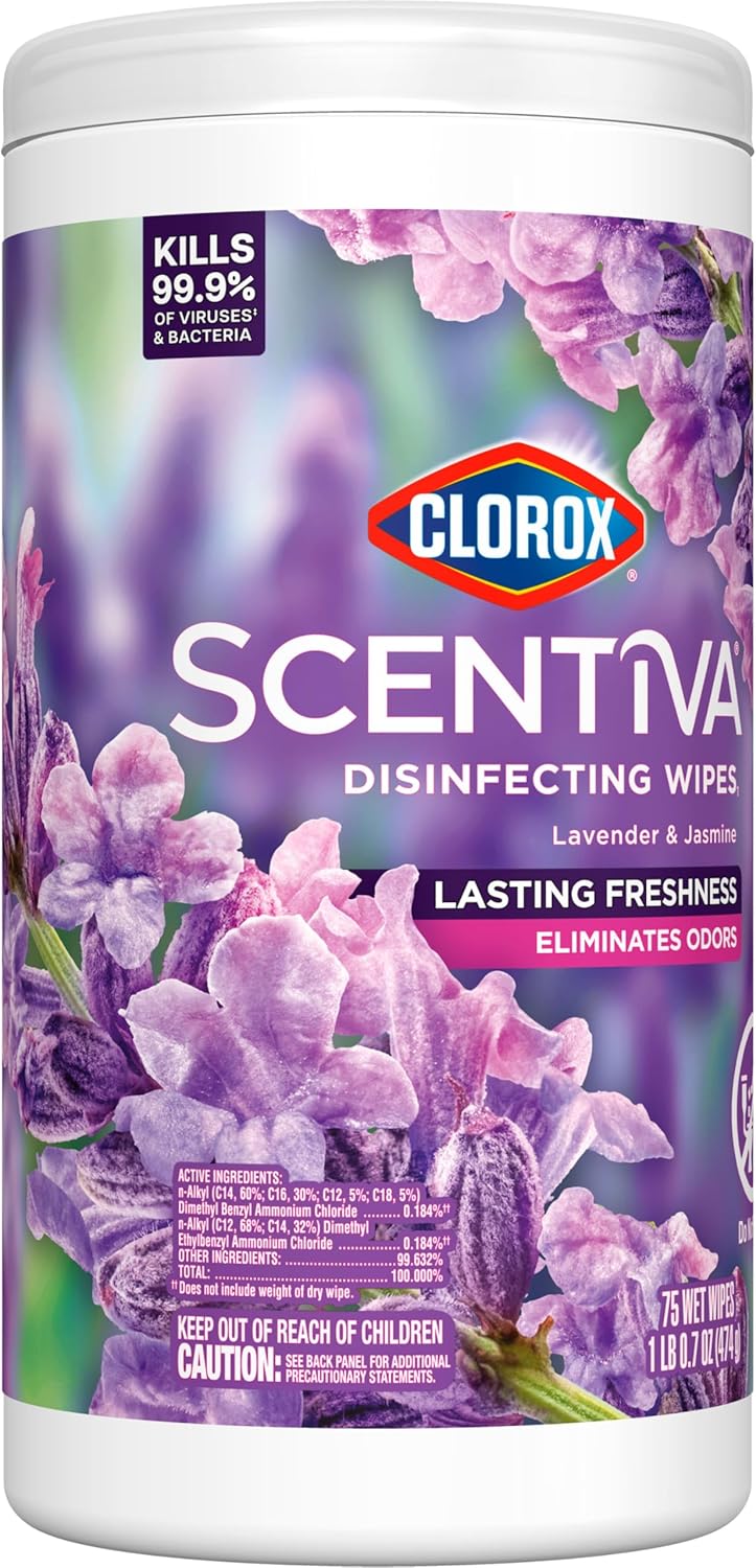 Clorox_Scentiva_Disinfecting_Wipes,_Lavender_and_Jasmine,_Antibacterial,_75_Count