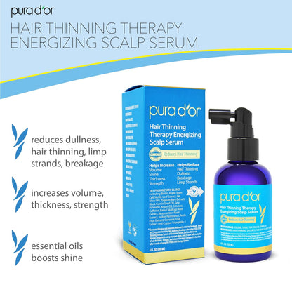 PURA_D'OR_Hair_Thinning_Therapy_Energizing_Scalp_Serum_4oz_w/Copper_Tripeptide,_Biotin,_Caffeine,_Plant_Stem_Cell,_Catalase_&_DHT_Balance,_Rosemary_Green_Tea_Leaf_Extract,_All_Hair_Types,_Men_Women