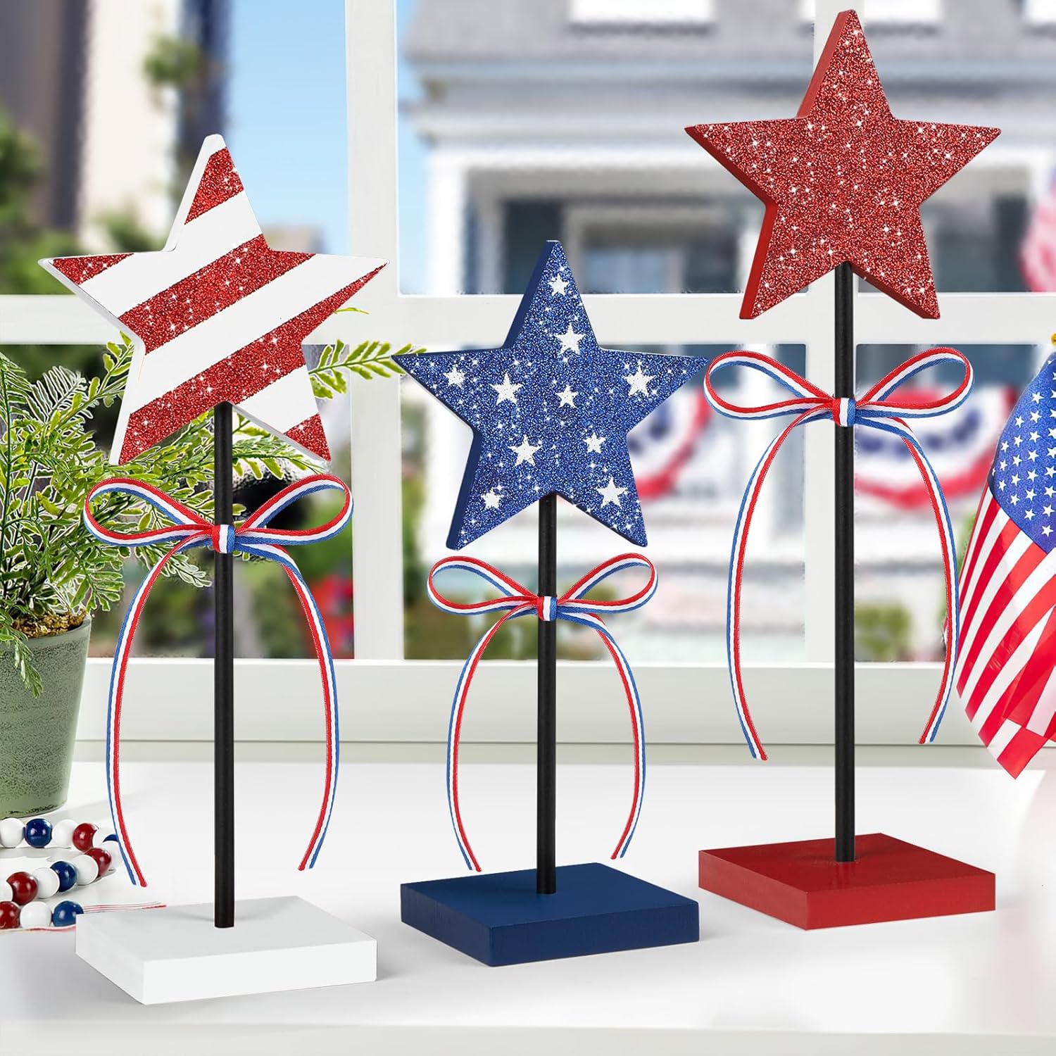 4th_of_July_Tiered_Tray_Decor_Wooden_Star_Set,_3_Pcs_Memorial_Day_Table_Decorations,_Rustic_Patriotic_Tabletop_Home_Decor,_Red_White_and_Blue_Decorations_for_Home_(Shiny)