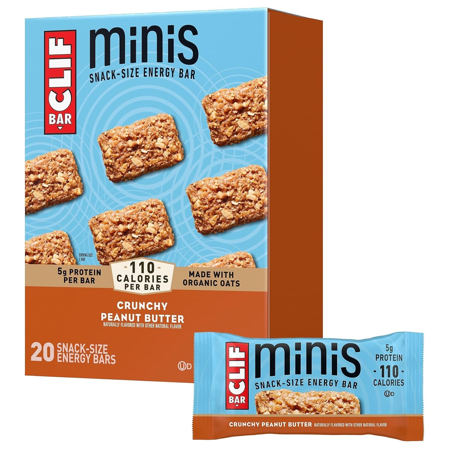 CLIF_BAR_Minis_-_Crunchy_Peanut_Butter_-_Made_with_Organic_Oats_-_5g_Protein_-_Non-GMO_-_Plant_Based_-_Snack-Size_Energy_Bars_-_0.99_oz._(20_Pack)
