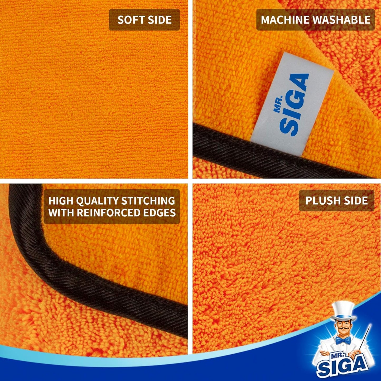 MR.SIGA_Professional_Premium_Microfiber_Towels_for_Cars,_Dual-Sided_Car_Washing_and_Detailing_Towels,_Gold,_15.7_x_23.6_inch,_12_Pack