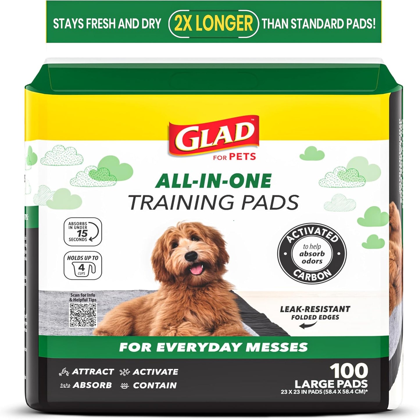 Glad_for_Pets_Black_Charcoal_Puppy_Pads_-_6-Layer_Leak-Proof_Construction,_Activated_Carbon_Odor_Control,_Pheromone_Attractant_-_Disposable_Dog_Pee_Pads_for_Potty_Training,_23_x_23_in,_100_Count