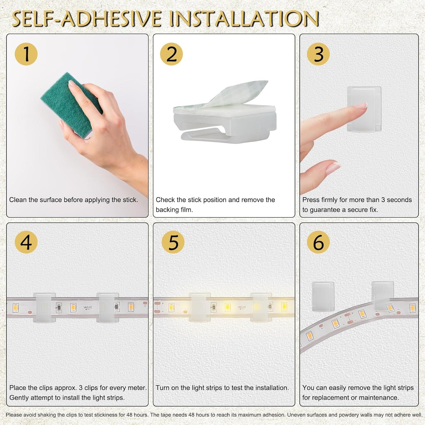 GooChan_Strip_Light_Mounting_Clips_Self-Adhesive_Strip_Brackets_Holder,100Pack_Clamps_Fix_Light_Strip_8mm_10mm_12mm_(for_10mm(3/8")_Wide_Strip_Light)