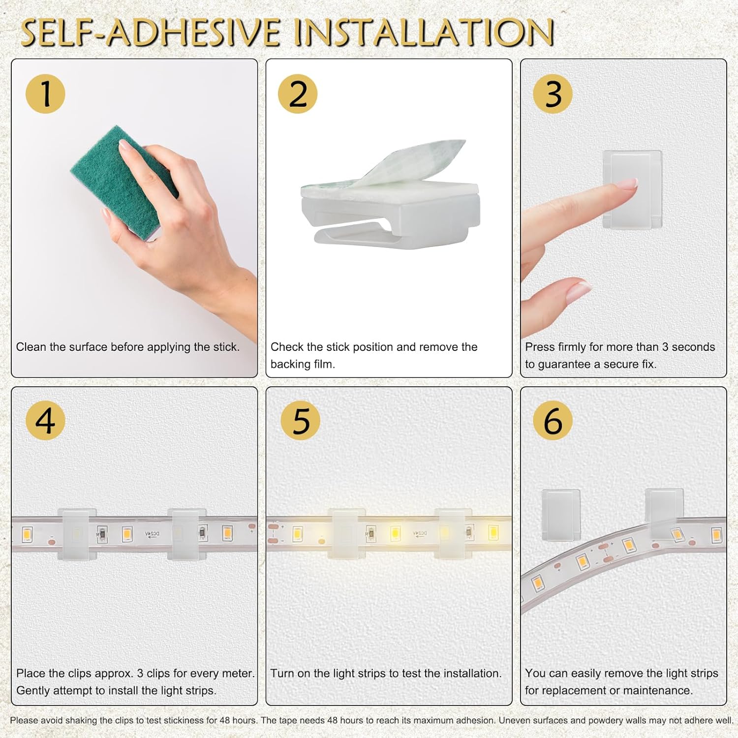 GooChan_Strip_Light_Mounting_Clips_Self-Adhesive_Strip_Brackets_Holder,100Pack_Clamps_Fix_Light_Strip_8mm_10mm_12mm_(for_10mm(3/8")_Wide_Strip_Light)