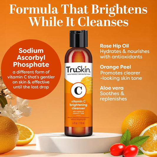 TruSkin_Vitamin_C_Face_Wash_Cleanser_-_Brightening_Facial_Cleanser_with_Vitamins_C_&_E,_Rosehip_Oil,_Aloe_Vera_&_MSM_-_Gently_Cleanses,_Refreshes_&_Supports_Radiant_Skin_-_4_fl_oz