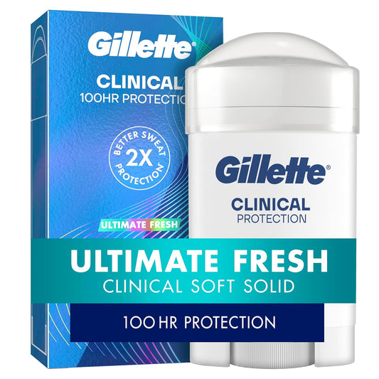 Gillette_Clinical_Antiperspirant_and_Deodorant_for_Men,_100HR_Sweat_&_Odor_Protection,_Long_Lasting_Freshness,_Anti-White_Mark_Technology,_Gentle_on_Skin,_Soft_Solid,_Ultimate_Fresh_Scent,_2.6_oz