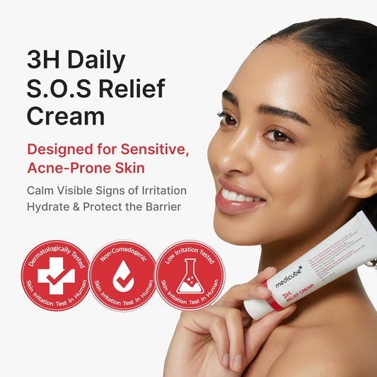 medicube_3H_Daily_Relief_Cream_|_Daily_Soothing_Moisturizer_for_All_Skin_Types_|_Lightweight_Comforting_Cream_Ideal_For_Use_After_Spot_Care_|_Guaiazulene,_Centella,_Ceramide_for_Balance_and_Hydration