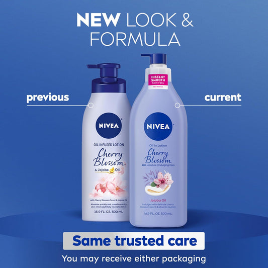 NIVEA_Oil_Infused_Cherry_Blossom_and_Jojoba_Oil_Body_Lotion_for_Women,_Fast-Absorbing_and_Non-Greasy_Cherry_Blossom_Scented_Lotion_Moisturizes_for_48_Hours,_16.9_Fl_Oz_Pump_Bottle