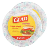 Glad Round Disposable Paper Plates, Heavy Duty Soak Proof Cut Resistant Microwave Safe Plates for Meals, Parties, Picnics, and Events