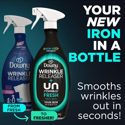 Downy_Wrinkle_Releaser_Spray,_All_In_One_Wrinkle_Release_Spray,_Odor_Eliminator,_Static_Remover,_Fabric_Refresher_&_Ironing_Aid_for_Clothes,_33.8_Fl_Oz_(Pack_of_2),_Unstopables_Fresh_Scent