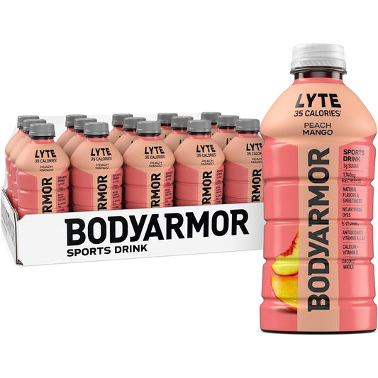 BODYARMOR_LYTE,_Peach_Mango,_Electrolyte_Drink,_35_Calories,_28_Fl_Oz_Bottles_(15_Pack),_Coconut_Water_Sports_Drink,_Natural_Flavor_&_B_Vitamins