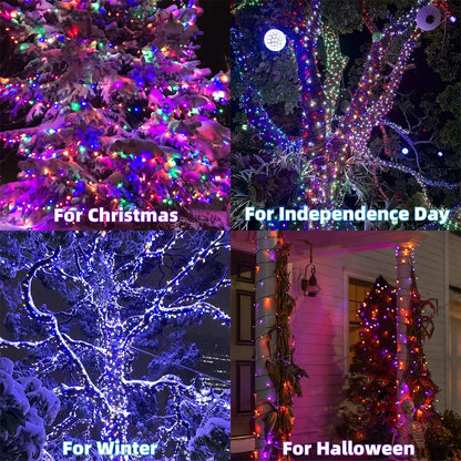 HOME_LIGHTING_66ft_Christmas_Decorative_Mini_Lights,_200_LED_RGB_Changing_8_Functional_Green_Wire_Fairy_Halloween_Lights_with_Remote_Timer,_Plug_in_Indoor_Outdoor_Xmas_Wedding_Party_Decor