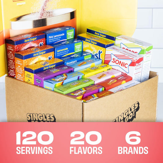 Singles_To_Go!_120ct_Bulk_Variety_Pack_-_20_Different_Flavors_from_Skittles,_Sonic,_Sunkist,_Starburst_and_More_-_Sugar_Free_Drink_Mix_Packets_-_Sugar_Free_Water_Flavoring_Packets