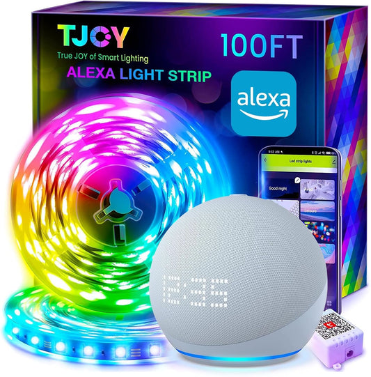 TJOY_50ft/100ft/200ft_Smart_Led_Strip_Lights_for_Bedroom,_Work_with_Alexa,_RGB_Color_Changing_Music_Sync_Led_Lights_with_App_Remote,Multi-Color_Wireless_Led_Strip_Lighting_for_Bedroom_(APP+Remote+Voice)