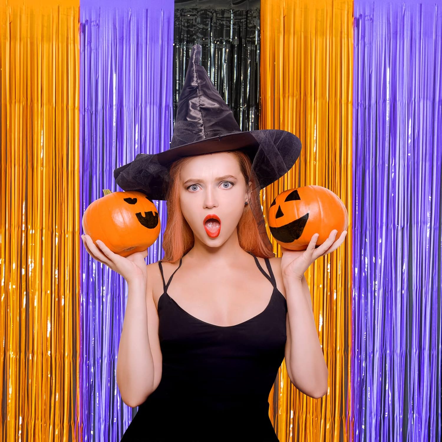 LOLStar_3_Pack_Orange_Purple_Black_Photo_Booth_Props,3.3_X_6.6_ft_Halloween_Foil_Fringe_Curtains,Halloween_Party_Photo_Backdrop_Streamer_Backdrop_for_Birthday_Anniversary_Halloween_Party_Decoration