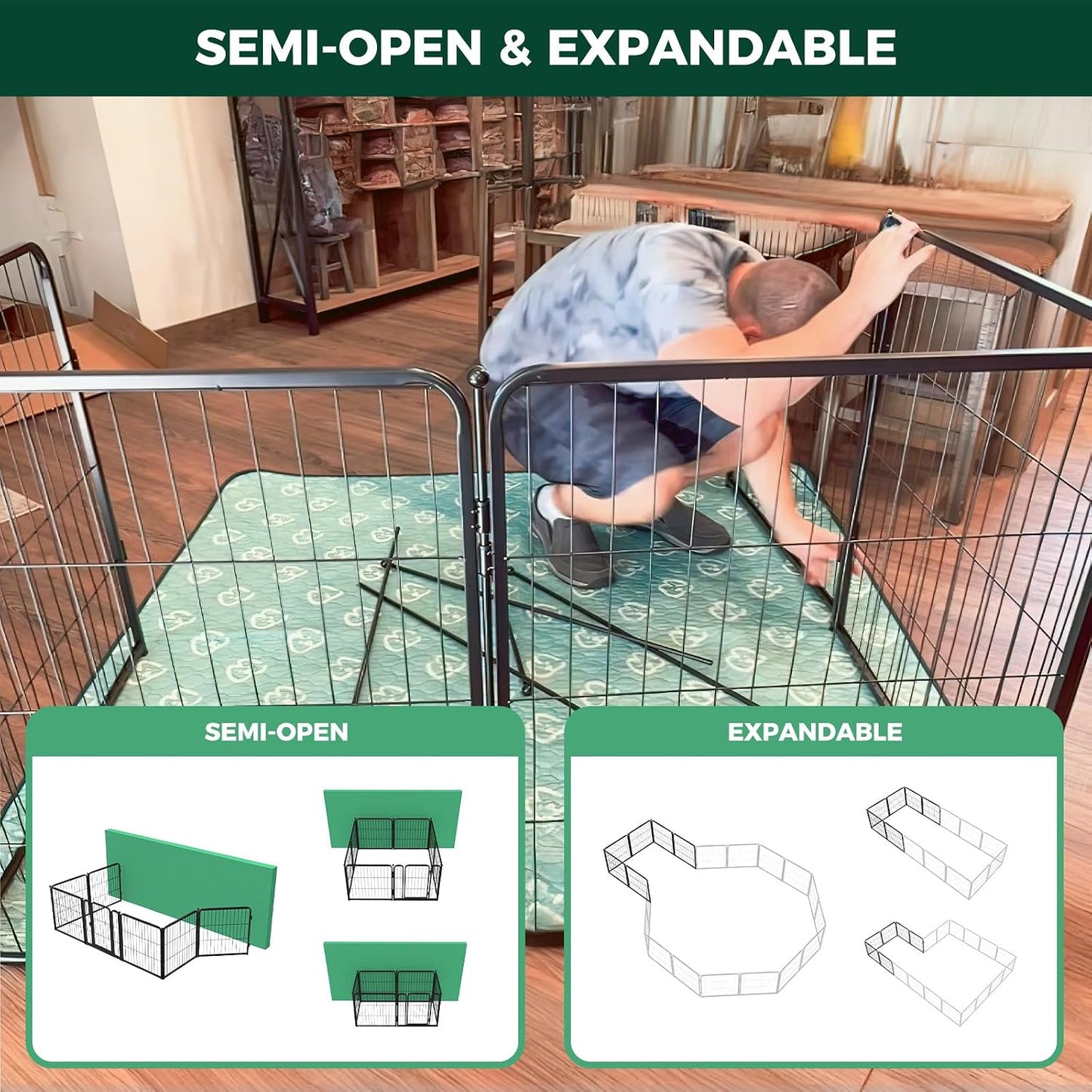 FXW_Homeplus_Unleashed_Indoor_Dog_Playpen_-_Stress-Free_and_Safe_Play,_Heavy_Duty_24_Inch_6_Panels_Dog_Pen_for_Puppy_and_Small_Dogs,_Black│Patented
