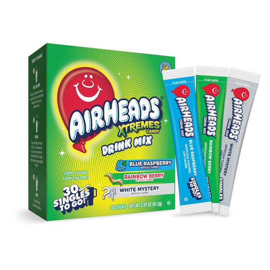 Airheads_Xtreme_Singles_To_Go!_Drink_Mix_30ct_Variety_Pack,_Zero_Sugar,_Low_Calorie,_Sweet_&_Sour_Powder_Drink_Mix_Packets,_Blue_Raspberry,_Rainbow_Berry,_White_Mystery,_30_Count