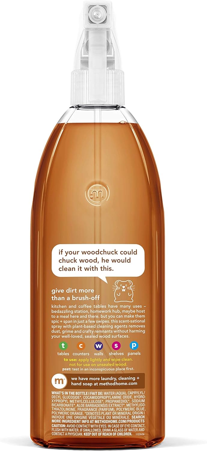 Method_Daily_Wood_Cleaner,_Almond,_Cleans_Shelves,_Tables_and_Other_Wooden_Surfaces_While_Removing_Dust_&_Grime,_28_oz_Spray_Bottles,_(Pack_of_1)