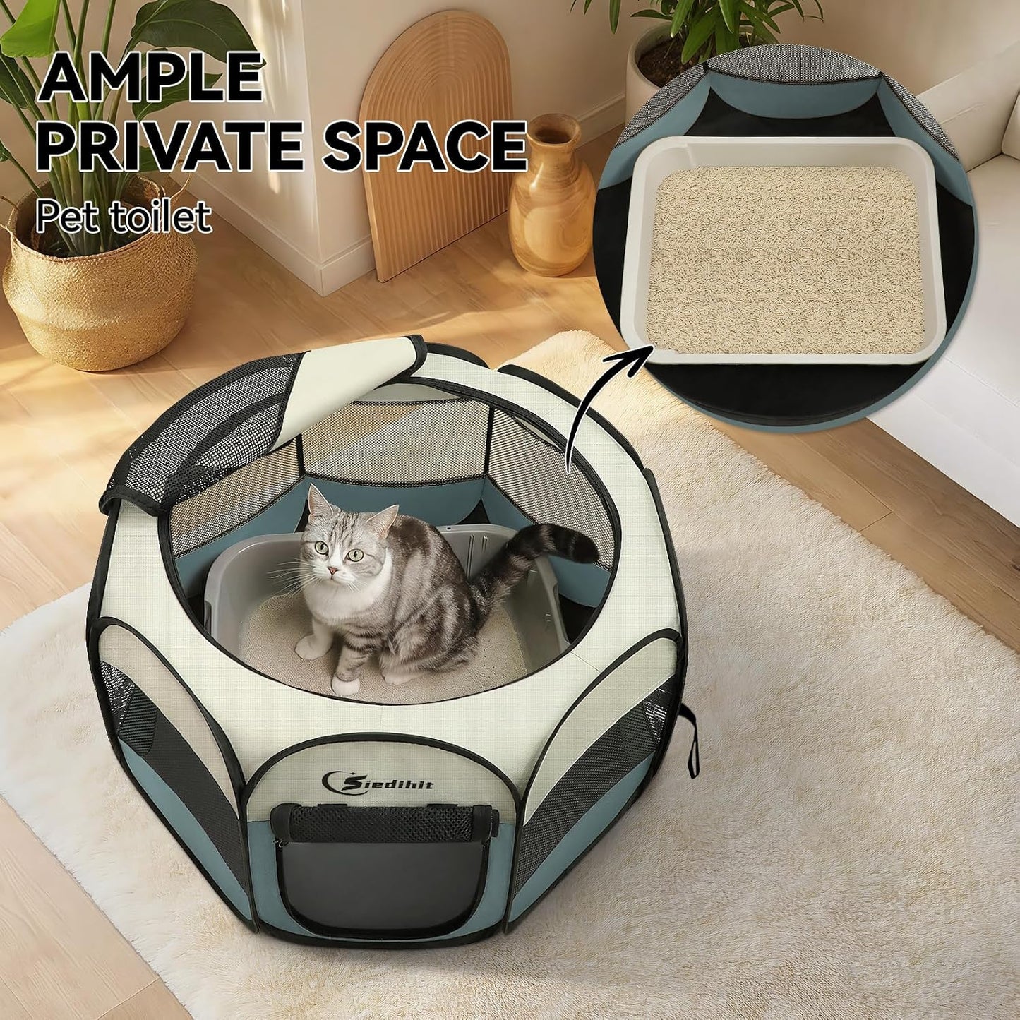Siedihit_Dog_Cat_Playpen,_Puppy_Pet_Playpen_Indoor_for_Small_Dog_Crate_Tent_Cage_Outdoor,_Portable_Pop_Up_Dogs_Enclosure_Kennel_with_Carrying_Case_for_Dogs/Cats/Rabbits(Grey,_Small