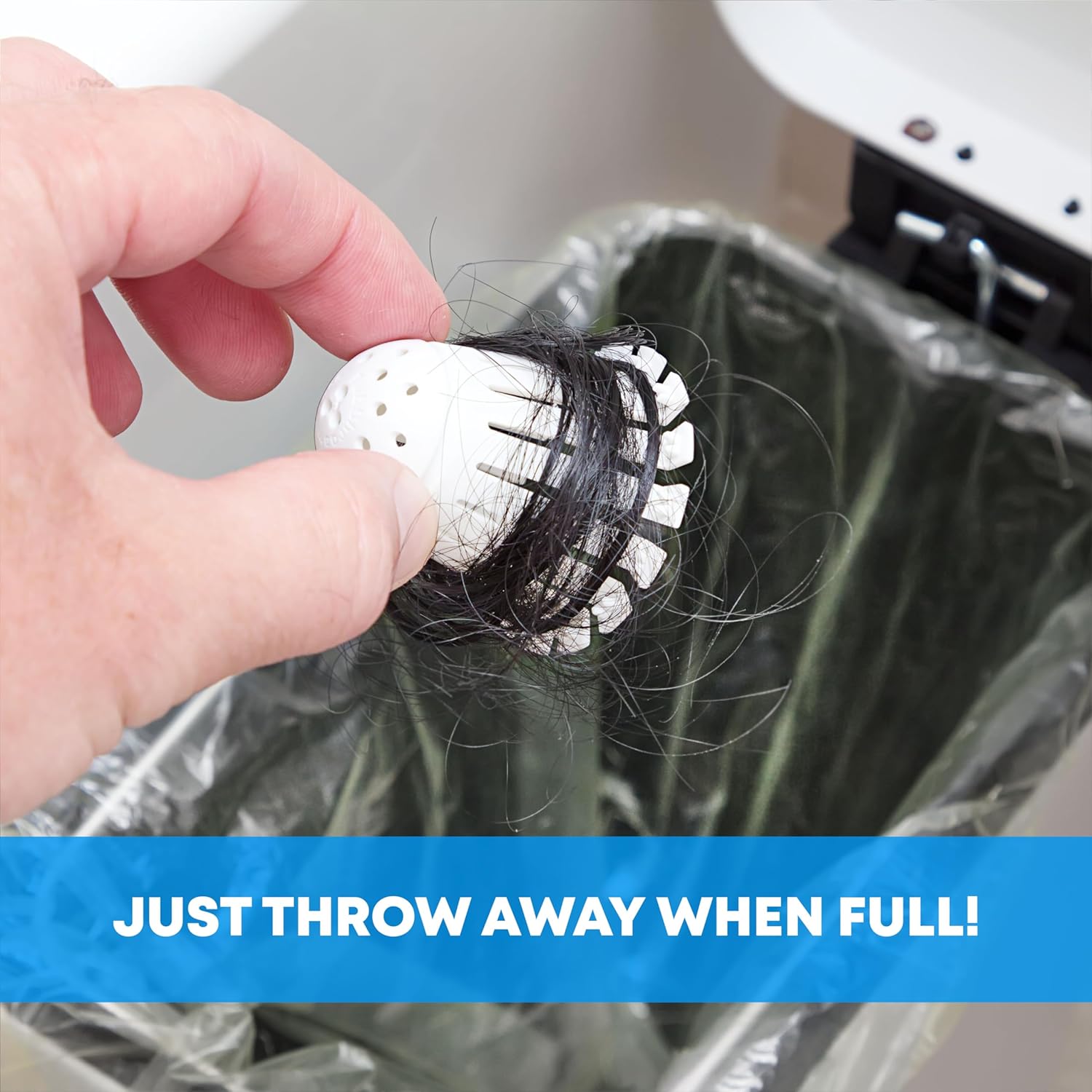 TubShroom_Toss_21pk_Disposable_Bath_Tub_Drain_Strainers_-_Hair_Catcher_Snare_for_Shower_Bathtub_to_Prevent_Clogged_Drains,_Traps_Human_and_Pet_Hair,_One_Year_Supply_(White)
