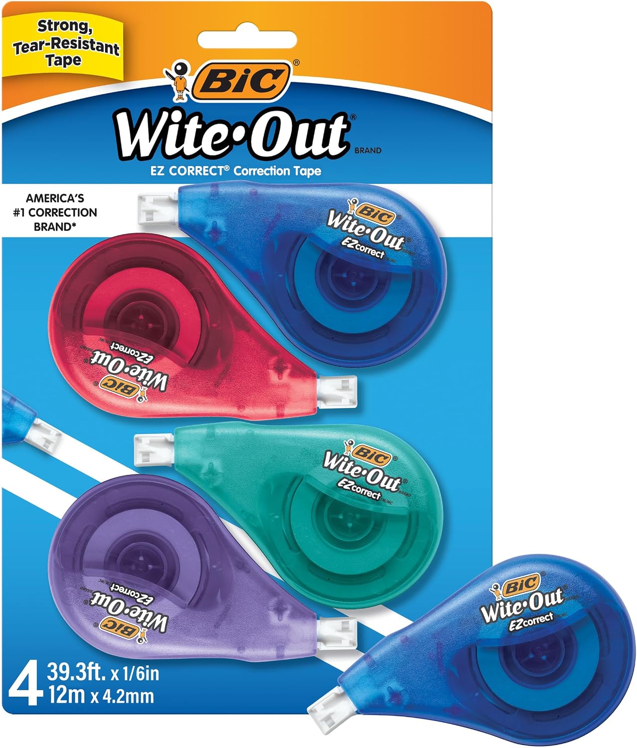 BIC_Wite-Out_EZ_Correct_Correction_Tape,_School_Supplies_for_Students_and_Teachers,_Applies_Dry,_No_Dry_Time,_Tear_Resistant,_4-Count_Pack_in_White