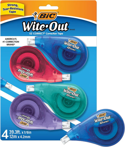 BIC_Wite-Out_EZ_Correct_Correction_Tape,_School_Supplies_for_Students_and_Teachers,_Applies_Dry,_No_Dry_Time,_Tear_Resistant,_4-Count_Pack_in_White
