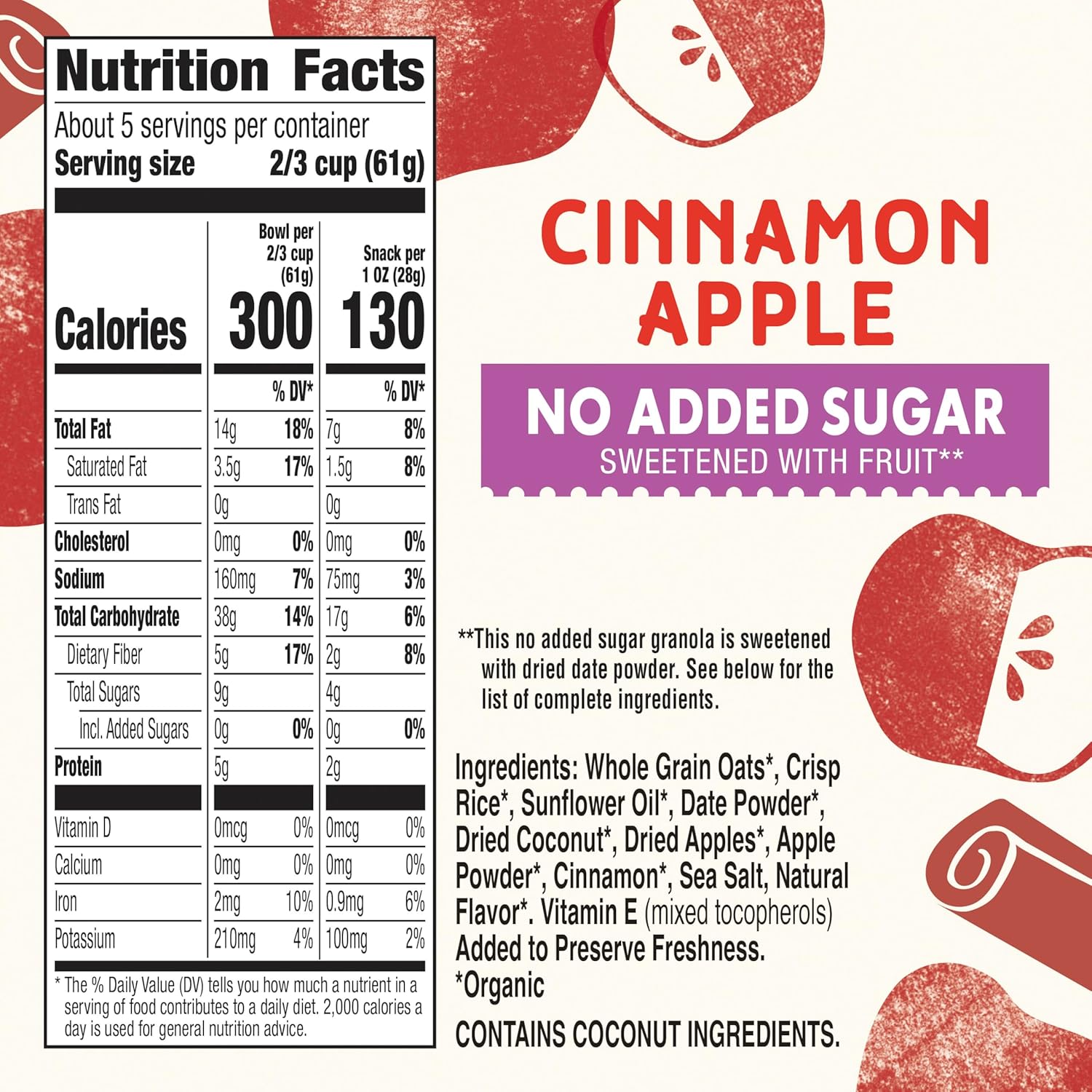 Cascadian_Farm_Organic_Granola_with_No_Added_Sugar,_Cinnamon_Apple_Cereal,_Resealable_Pouch,_11_oz