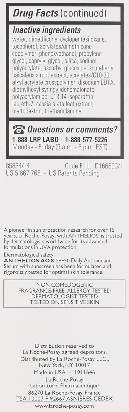 La_Roche-Posay_Anthelios_AOX_Daily_Antioxidant_Serum_with_SPF,_Face_Moisturizer_with_Sunscreen_and_Vitamin_C_&_E,_Oil_Free_Face_Sunscreen_for_Sensitive_Skin,_Moisturizing_Sun_Protection