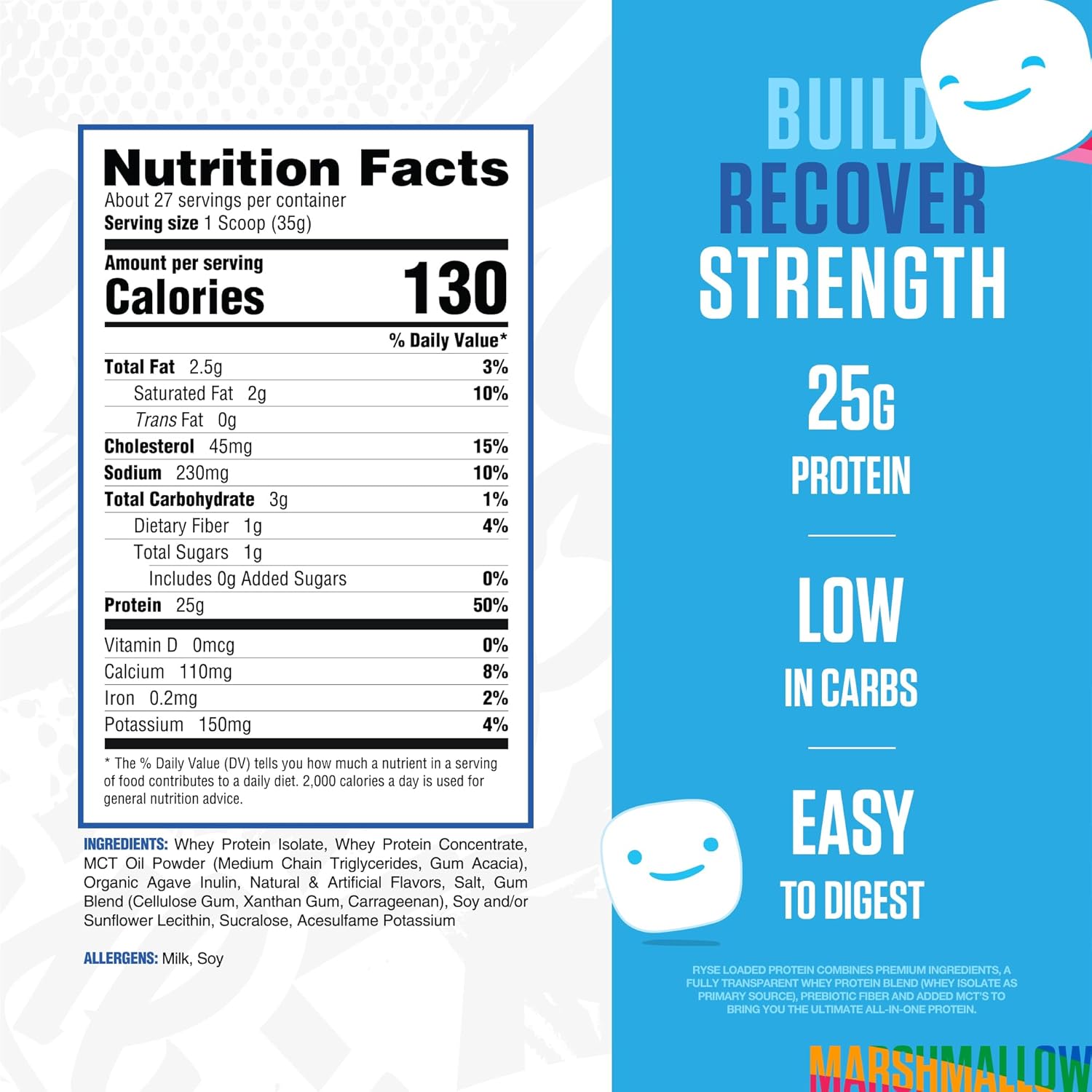 RYSE_Loaded_Protein_Powder_-_Jet-Puffed_Marshmallow_-_25g_Whey_Protein_Isolate_&_Concentrate_with_Prebiotic_Fiber_&_MCTs_-_Low_Carb,_Low_Sugar,_Digestive-Friendly_-_27_Servings_/_2_lb_Tub