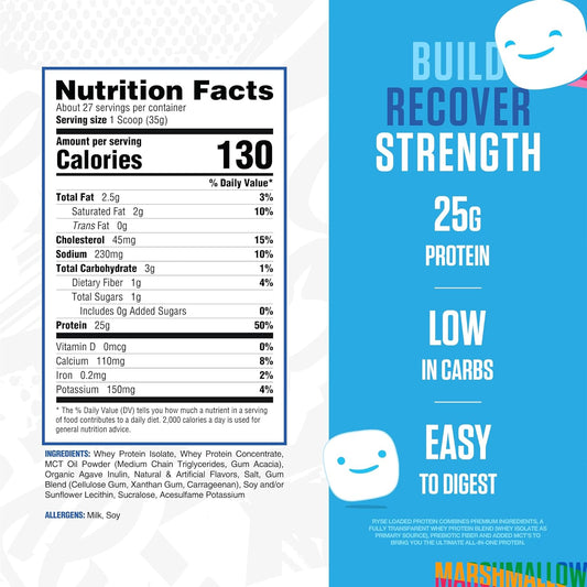 RYSE_Loaded_Protein_Powder_-_Jet-Puffed_Marshmallow_-_25g_Whey_Protein_Isolate_&_Concentrate_with_Prebiotic_Fiber_&_MCTs_-_Low_Carb,_Low_Sugar,_Digestive-Friendly_-_27_Servings_/_2_lb_Tub