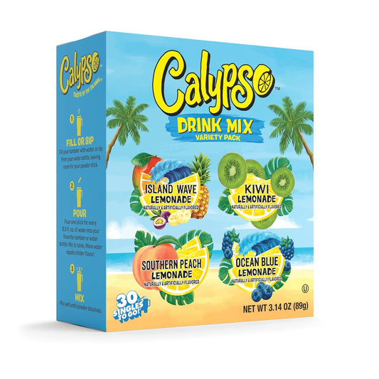 Calypso_Singles_To_Go!_Drink_Mix_Variety_Pack_–_Lemonade_On-the-Go_Powdered_Drink_Mix_Packets_–_Low_Calorie_Water_Enhancer_–_Island_Wave,_Kiwi,_Southern_Peach,_Ocean_Blue_Lemonade,_30_Count