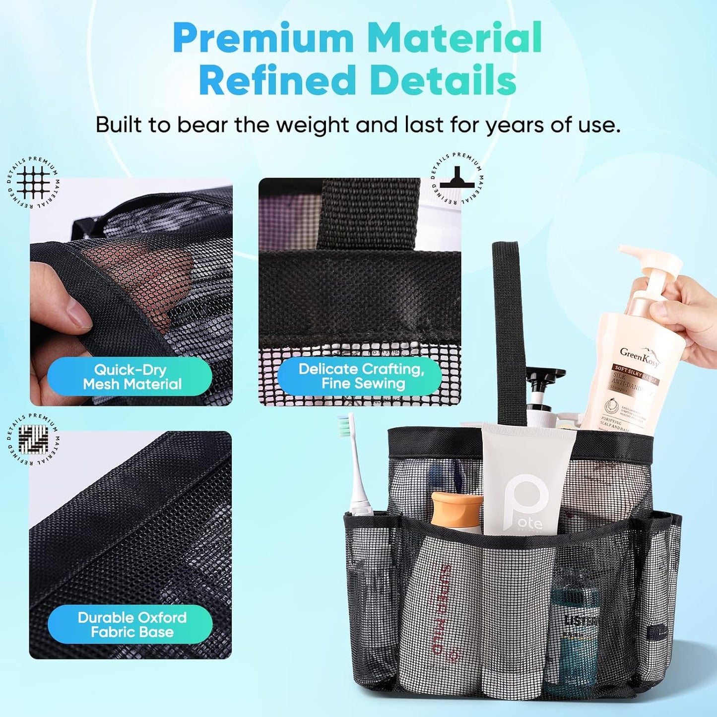 EUDELE_Mesh_Shower_Caddy_Portable_for_College_Dorm_Room_Essentials,_Shower_Caddy_Dorm_with_9-Pocket_Large_Capacity_for_Beach,_Swimming,_Gym,_Camping,_Travel_essentials
