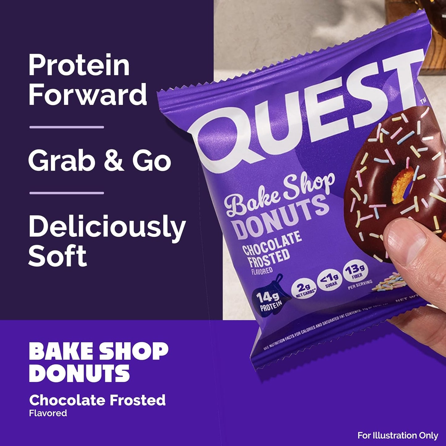 Quest_Nutrition_Bake_Shop,_Chocolate_Frosted_Donuts,_14g_Protein,_Less_than_1g_Sugar,_Protein_Snack,_Low_Sugar,_9_Count