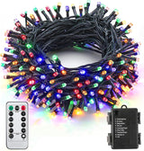 ITICdecor Christmas String Lights 33ft 100 LED Battery Fairy Lights for Indoor Outdoor Waterproof with Remote Control & Timer & 8 Modes Battery Operated String Lights for Xmas Tree Party Garden