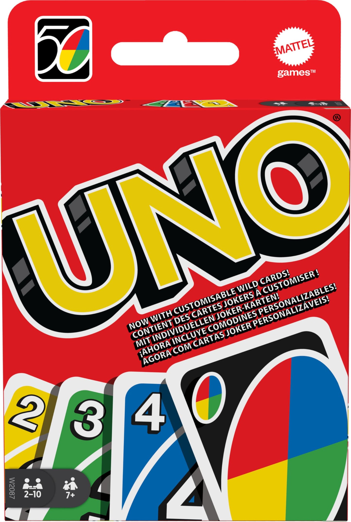 UNO - Classic Colour &amp;amp; Number Matching Card Game - 112 Cards - Customizable &amp;amp; Erasable Wild - Special Action Cards Included - Gift for Kids 7+, W2087