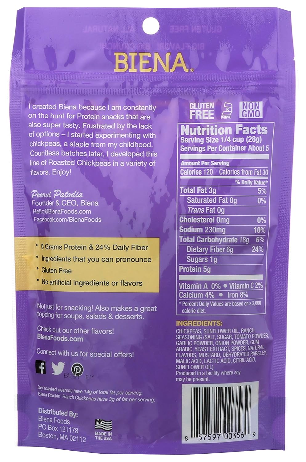 BIENA_Chickpea_Snacks_-_Crunchy_Roasted_Chickpeas_-_High_Fiber_Vegan_Protein_Snacks_for_Adults_and_Kids_-_5_Ounce_Individual_Pack_-_Rockin'_Ranch