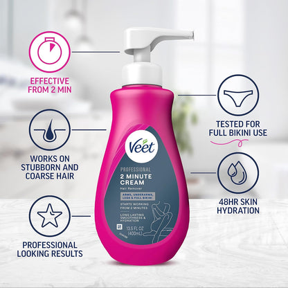 Veet_Professional_2_Minute_Cream_for_All_Skin_Types_with_Shea_Butter,_Full_Bikini_&_Pubic_Hair_Removal,_Dermatologically_Tested,_13.5_FL_OZ_Bottle_w/Spatula