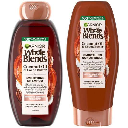 Garnier_Whole_Blends_Coconut_Oil_&_Cocoa_Butter_Smoothing_Shampoo_and_Conditioner_Set_for_Frizzy_Hair,_22_Fl_Oz_(2_Items),_1_Kit_(Packaging_May_Vary)