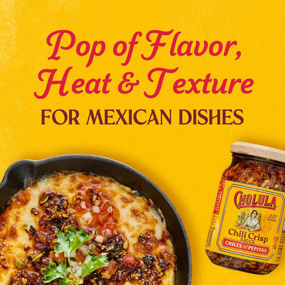 Cholula_Chili_Crisp_Sauce,_Chiles_&_Pepitas,_Crunchy_Topping_for_Tacos,_Tostadas,_Eggs,_Pizza_and_More,_8_oz