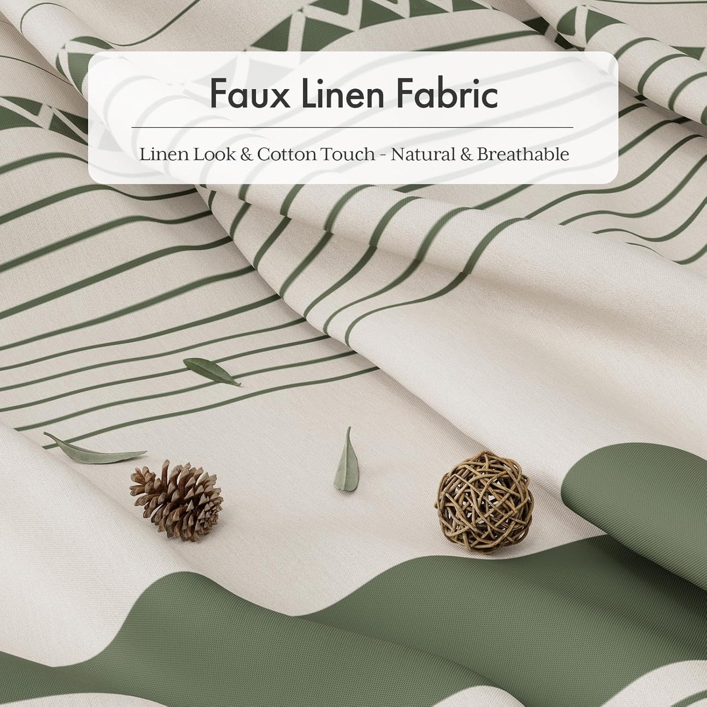 AmazerBath_Boho_Shower_Curtain,_Modern_Farmhouse_Shower_Curtain_Set_with_Tassels,_Rustic_Faux_Linen_Green_Striped_Shower_Curtain_with_Hooks,_Light_Tan_Toned,_72x72_Inches