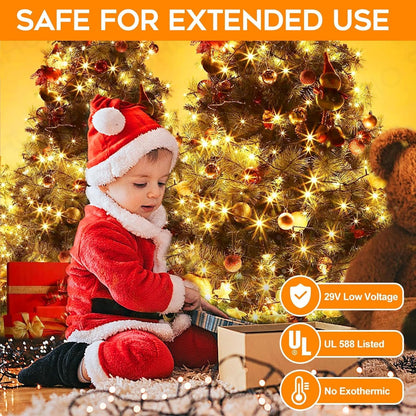 Christmas_Lights_Outdoor_100LED_33FT,_Green_Wire_Connectable_Christmas_String_Lights_|_8_Modes_Twinkle_Fairy_Lights_Plug_in_with_Timer,_for_Indoor_Outside_Xmas_Trees_Garden_Party,_Warm_White