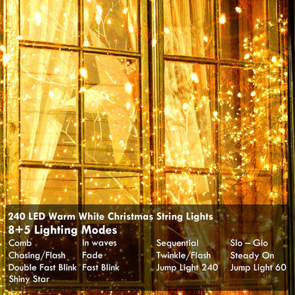 240LED_88Ft_Connectable_String_Lights_Indoor_Outdoor_Clear_Wire_|_Warm_White_Christmas_Lights_|_Twinkle_Fairy_Light_Plug_in_with_Timer_for_Bedroom_Classroom_Wedding_Tree_Patio_Decor