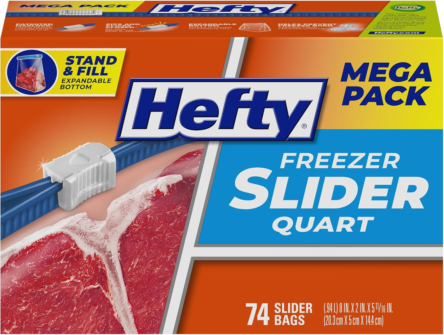 Hefty_Slider_Quart_Freezer_Bags,_74_Count,_Quart_Slider_Bags_for_Freezer,_Holds_Individual_Leftovers,_Sliced_Fruits_and_Veggies,_and_More,_Writable_Label,_Secure_Zip_and_Click_Closure