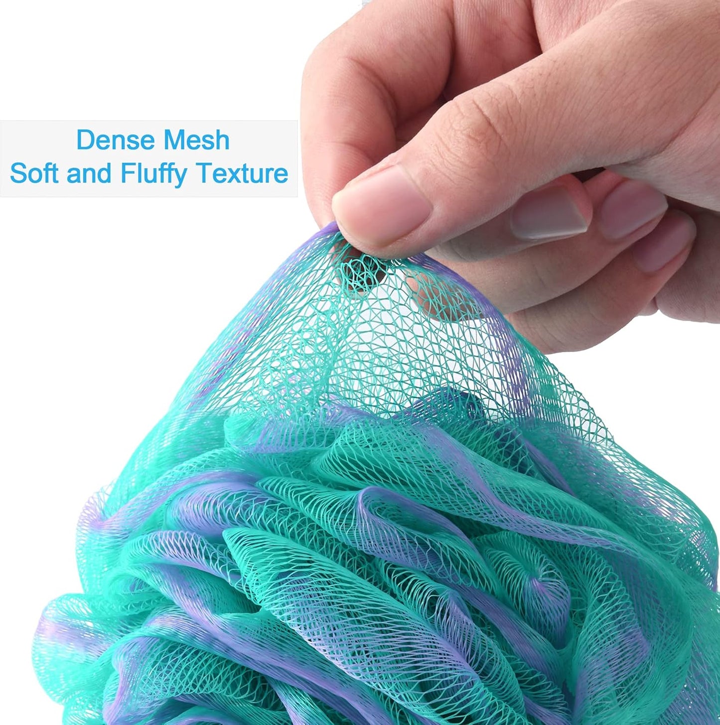 AmazerBath_Loofah_Sponge_60g/Piece,_Exfoliating_Bath_Sponge_Body_Scrubber_-_Loofa_Set_of_4_Flower_Color_(Green-Purple)