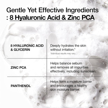 ANUA_Hydrating_Gentle_Foaming_Cleanser,_Daily_Face_Wash_for_Double_Cleansing,_Hyaluronic_Acid,_Zinc,_Panthenol,_for_Dry_&_Sensitive_Skin,_Sebum_Balance_Facial_Cleanser,_Korean_Skincare,_5.07_fl._oz