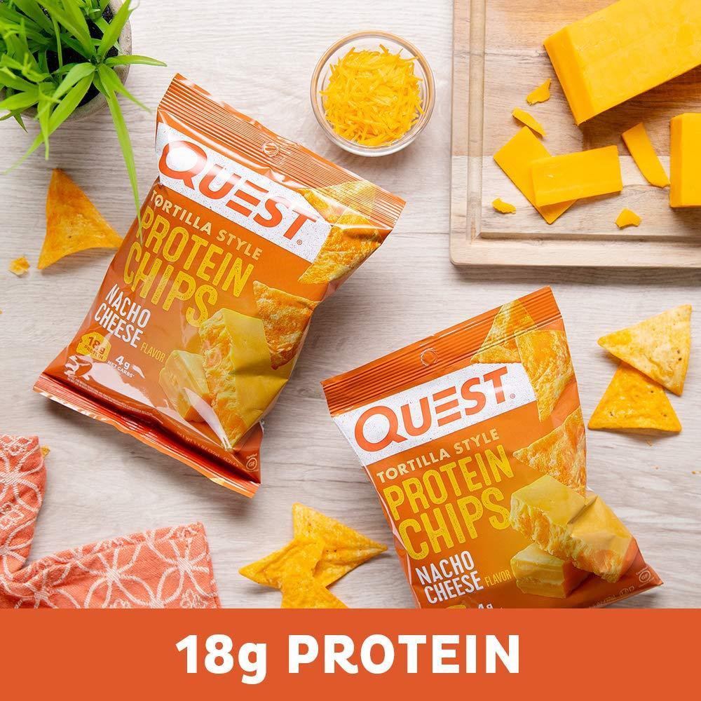Quest_Nutrition_Nacho_Cheese_Tortilla_Style_Protein_Chips,_18g_Protein,_4g_Net_Carb,_Low_Carb,_Gluten_Free,_1.1_oz_(Pack_of_12)