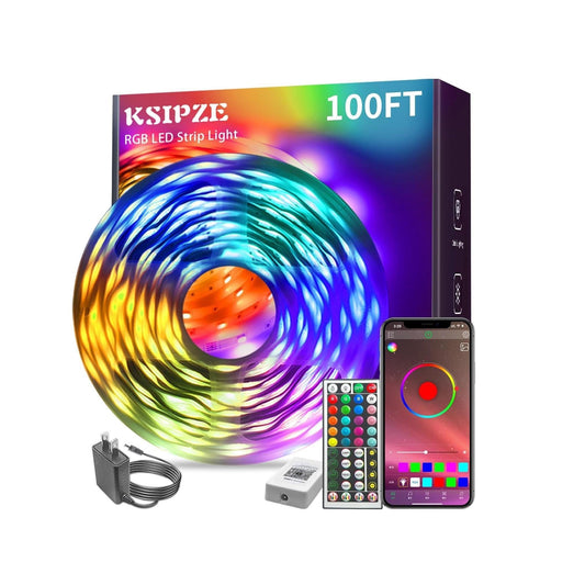 100ft_Led_Strip_Lights_(2_Rolls_of_50ft)_RGB_Music_Sync_Color_Changing,Bluetooth_Led_Lights_with_Smart_App_Control_Remote,Led_Lights_for_Bedroom_Room_Lighting_Flexible_Home_Decor