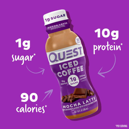 Quest_Nutrition_Iced_Coffee,_Mocha_Latte,_1g_of_Sugar,_10g_Protein,_90_calories,_200mg_caffeine,_4_Count